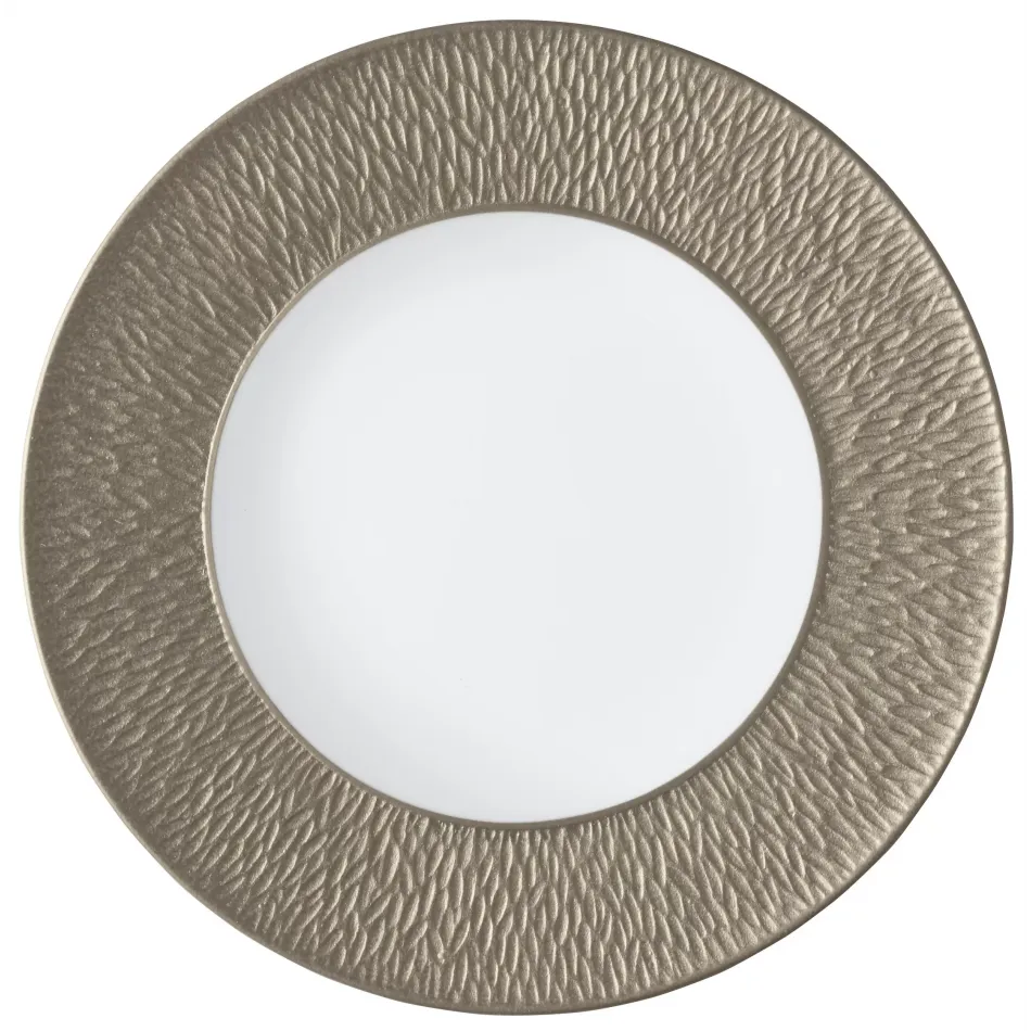 Mineral Irise Warm Grey Flat plate with engraved rim Round 8.7 in.