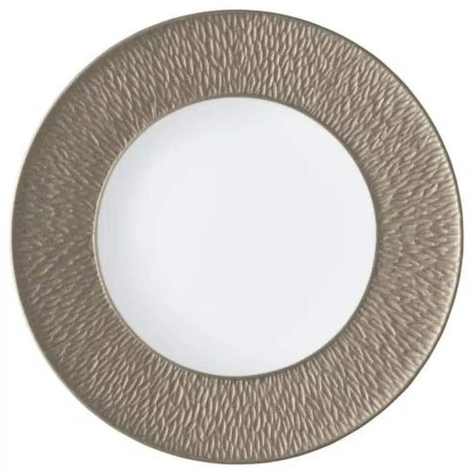 Mineral Irise Warm Grey Deep Plate W/Engraved Rim 10.6 in