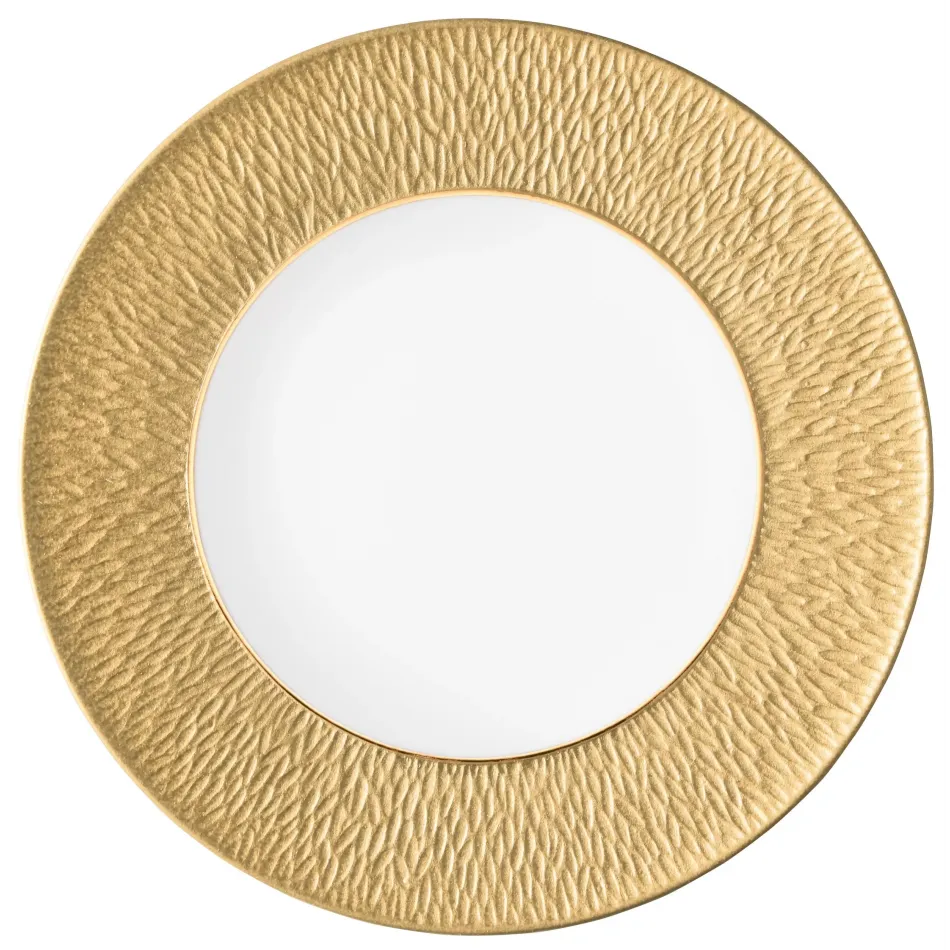 Mineral Irise Yellow Gold Flat Plate With Engraved Rim Diam 8.7 in