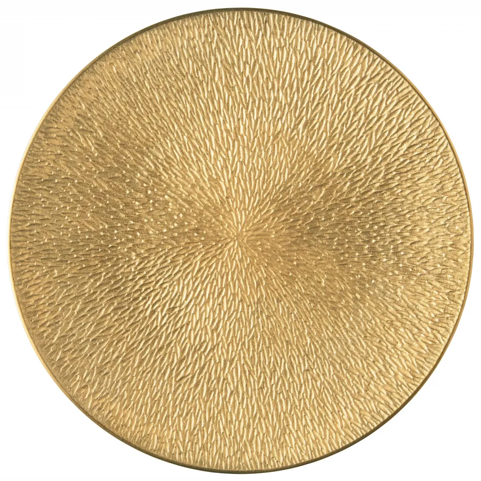 Mineral Irise Yellow Gold Bread & Butter Plate Coupe, Full Engraved Diam 6.3 in