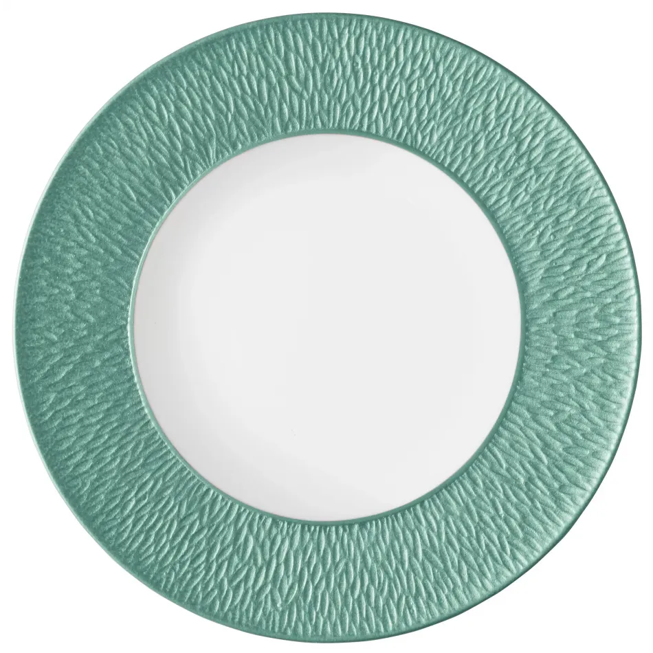 Mineral Irise Turquoise Flat Plate With Engraved Rim Diam 8.7 in