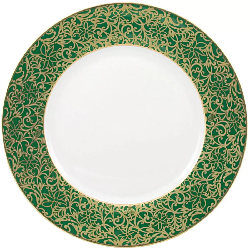 Salamanque Gold Green French Rim Soup Plate Round 9.1 in.