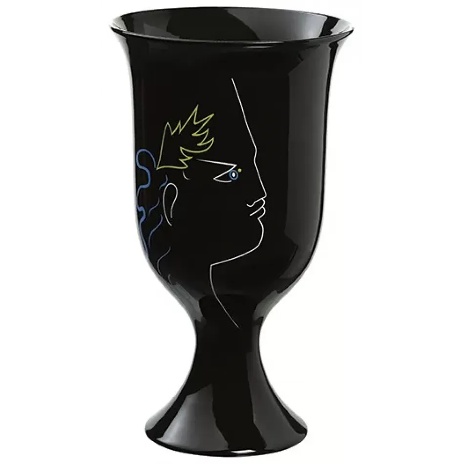 Jean Cocteau Noir Footed Vase 5.71 in Gift Box