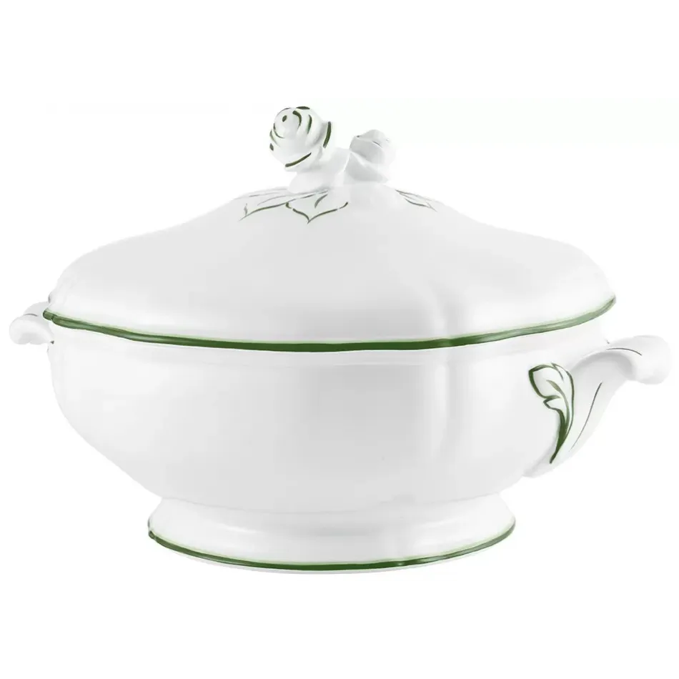 Touraine Double Filet Green Soup Tureen Diam 9.6 in