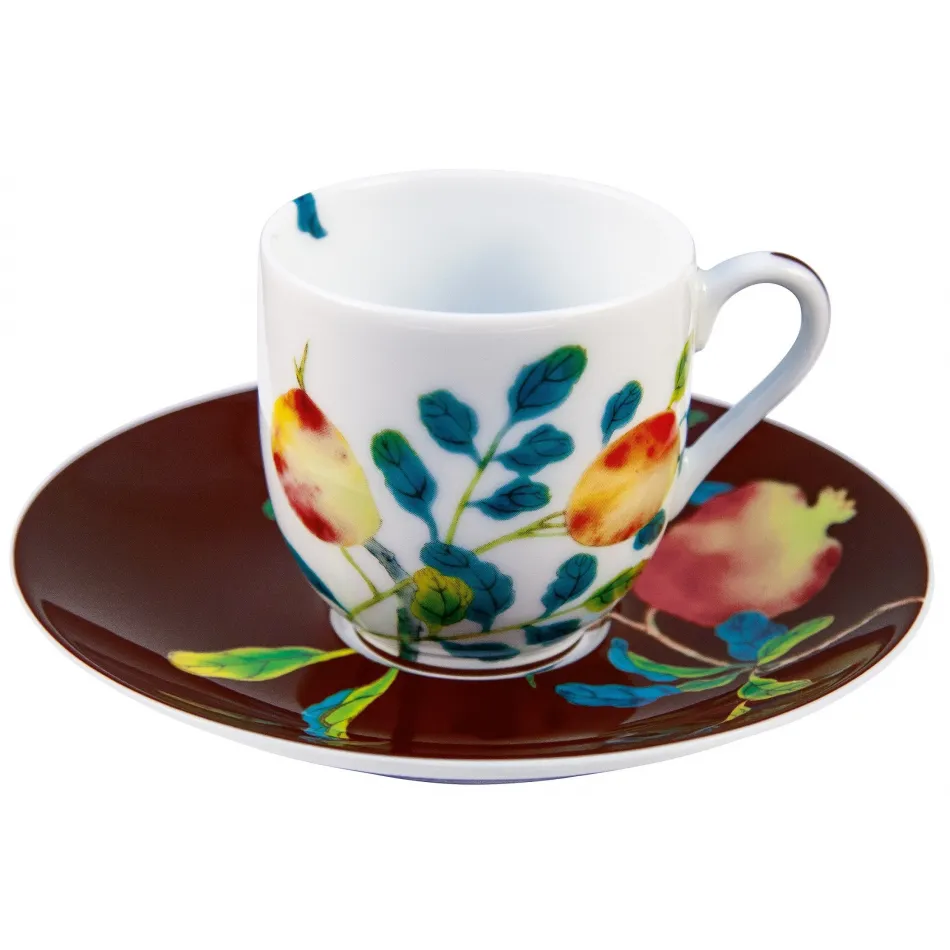 Harmonia Brown Coffee Cup/Saucer 2.4 in 4 oz in Rd. Giftbox