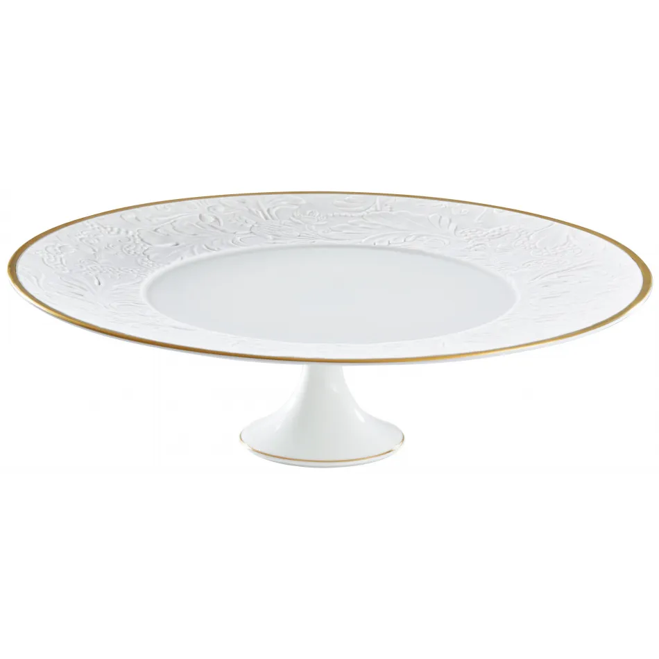 Italian Renaissance Filet Gold  Petit Four Stand Large/Footed Cake Platter 10.6 Gold Filet