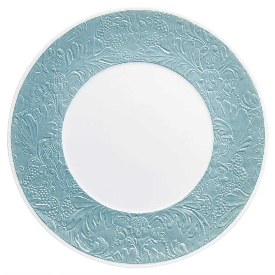 Italian Renaissance Irise Sky Blue American Dinner Plate with engraved rim 10.6