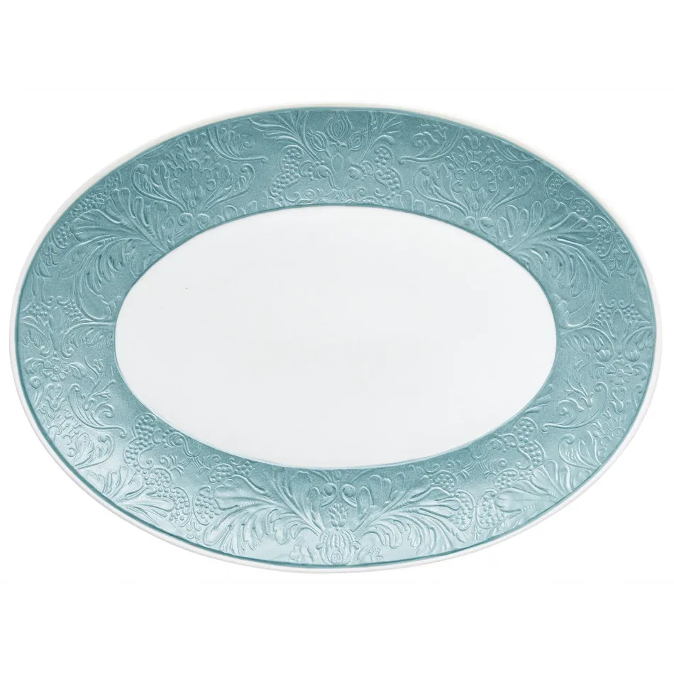 Italian Renaissance Irise Sky Blue  Oval Platter Sky Blue