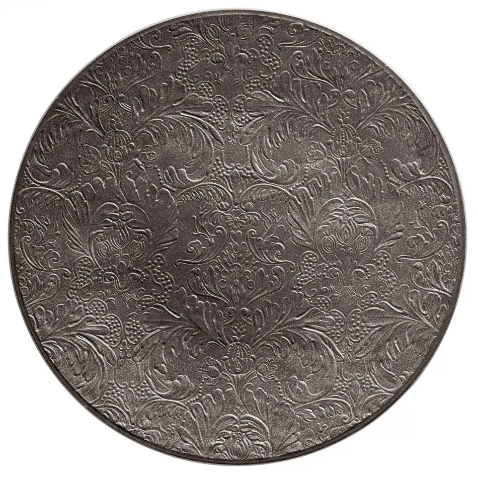 Italian Renaissance Irise Dark Grey  Buffet Plate Coupe, Completely Engraved 12.6 Dark Grey