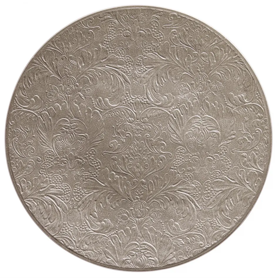 Italian Renaissance Irise Warm Grey  Buffet Plate Coupe, Completely Engraved 12.6 Warm Grey