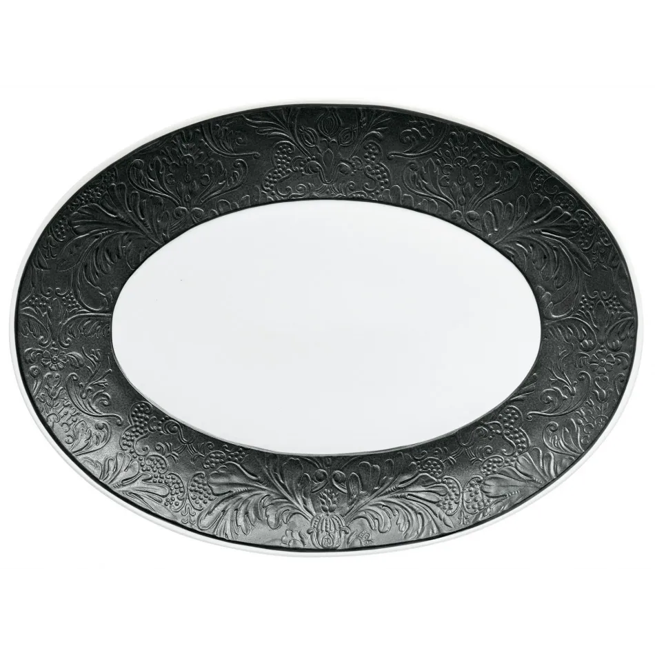 Italian Renaissance Irise Black Matte Oval Platter