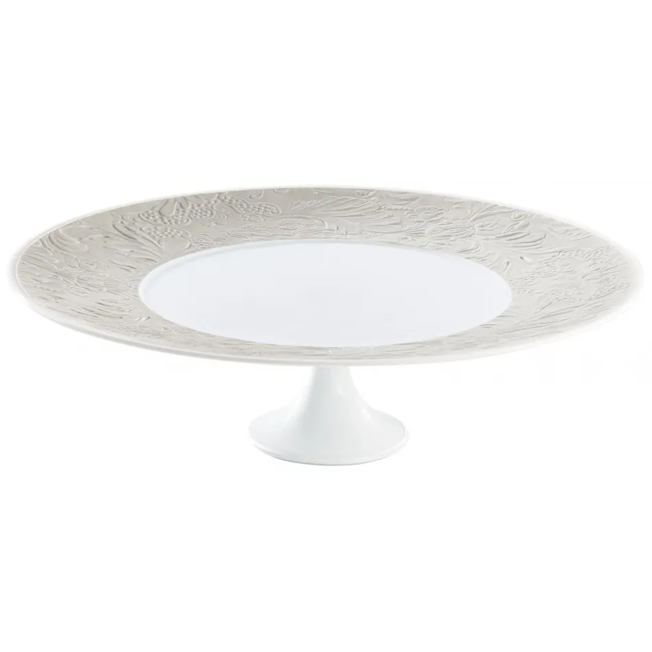 Italian Renaissance Irise Pearl Petit Four Stand Large/Footed Cake Platter 10.6 Pearl