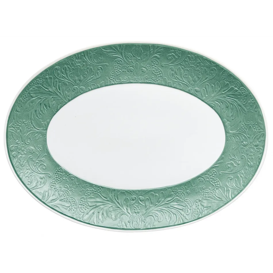 Italian Renaissance Irise Turquoise  Oval Platter Turquoise