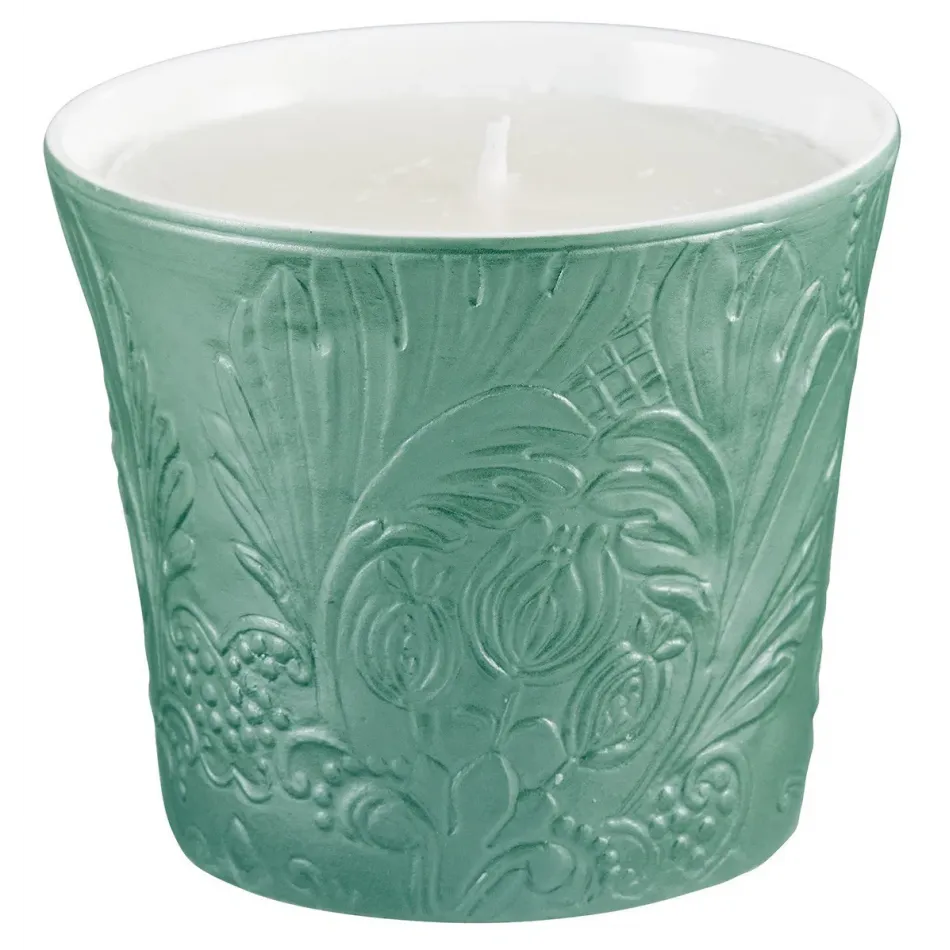 Italian Renaissance Irise Turquoise Candle Pot 3.35 in Gift Box