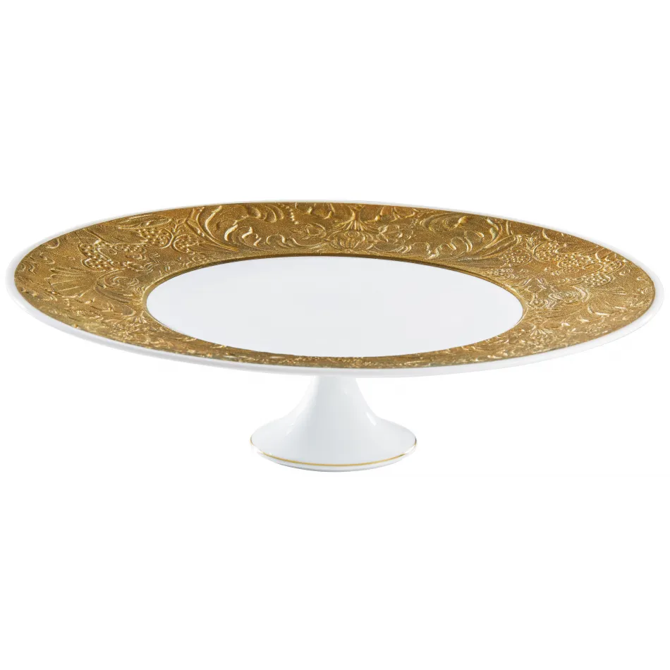 Italian Renaissance Gold  Petit Four Stand Large/Footed Cake Platter 10.6 Gold