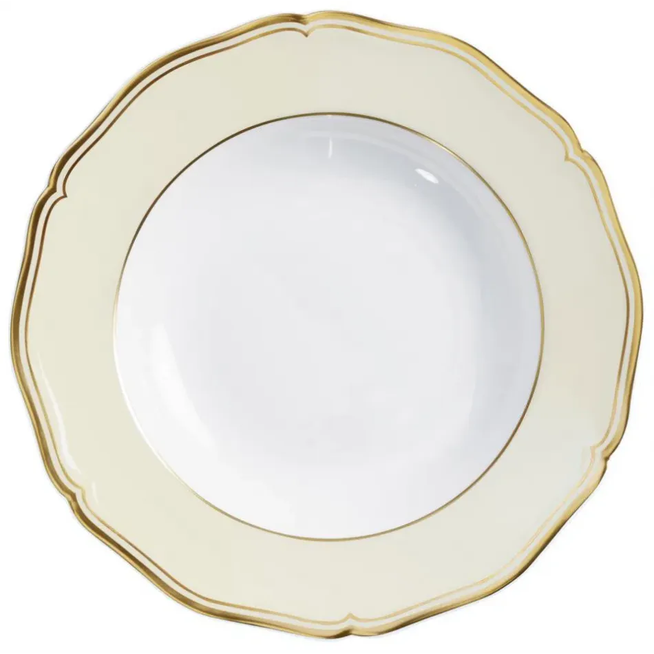 Mazurka Gold Ivory French Rim Soup Plate 9.1 in
