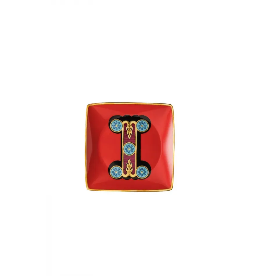 Holiday Alphabet Canape Dish I 4 3/4 in Square