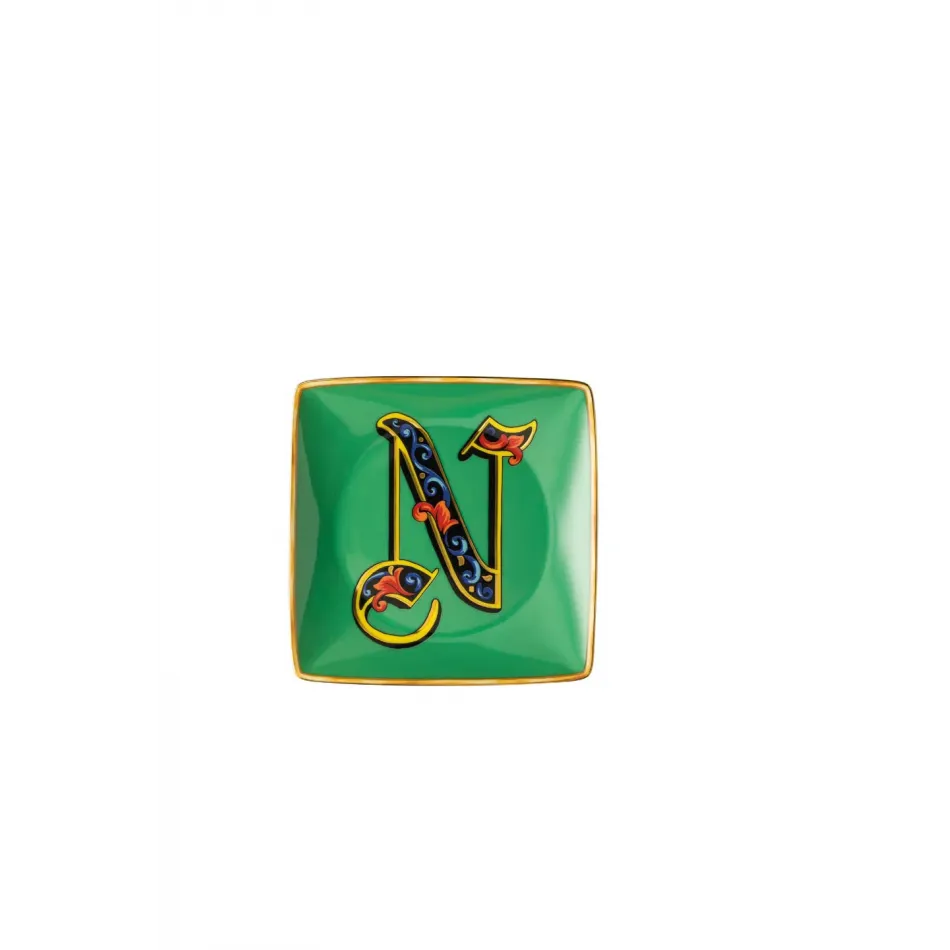 Holiday Alphabet Canape Dish N 4 3/4 in Square