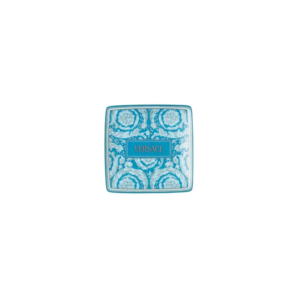 Barocco Teal Canape Dish 4 3/4 in Square