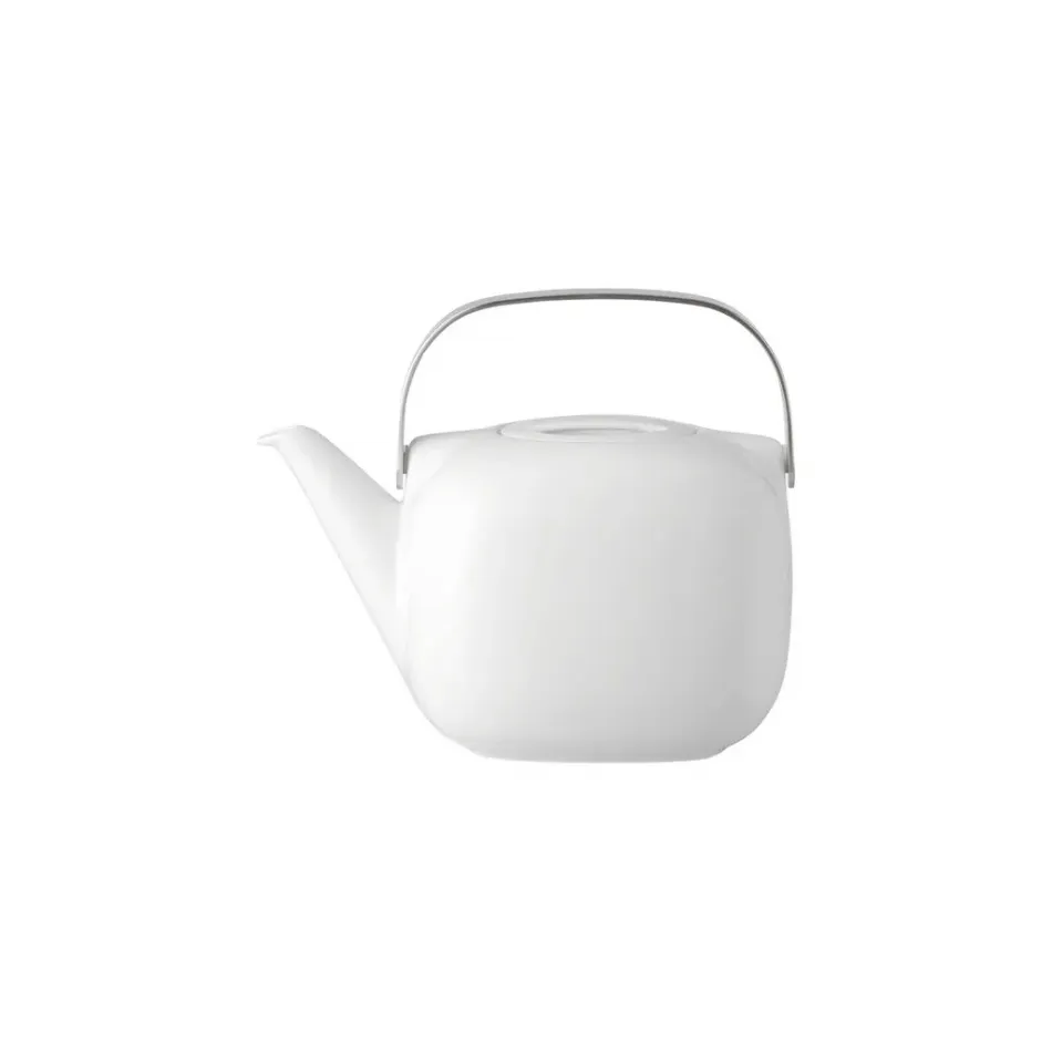 Suomi White Tea Pot Metal Handle 45 oz