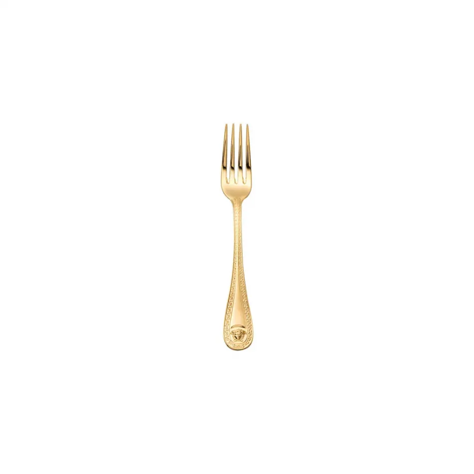 Medusa Gold Plated Salad Dessert Fork 7 3/4 in