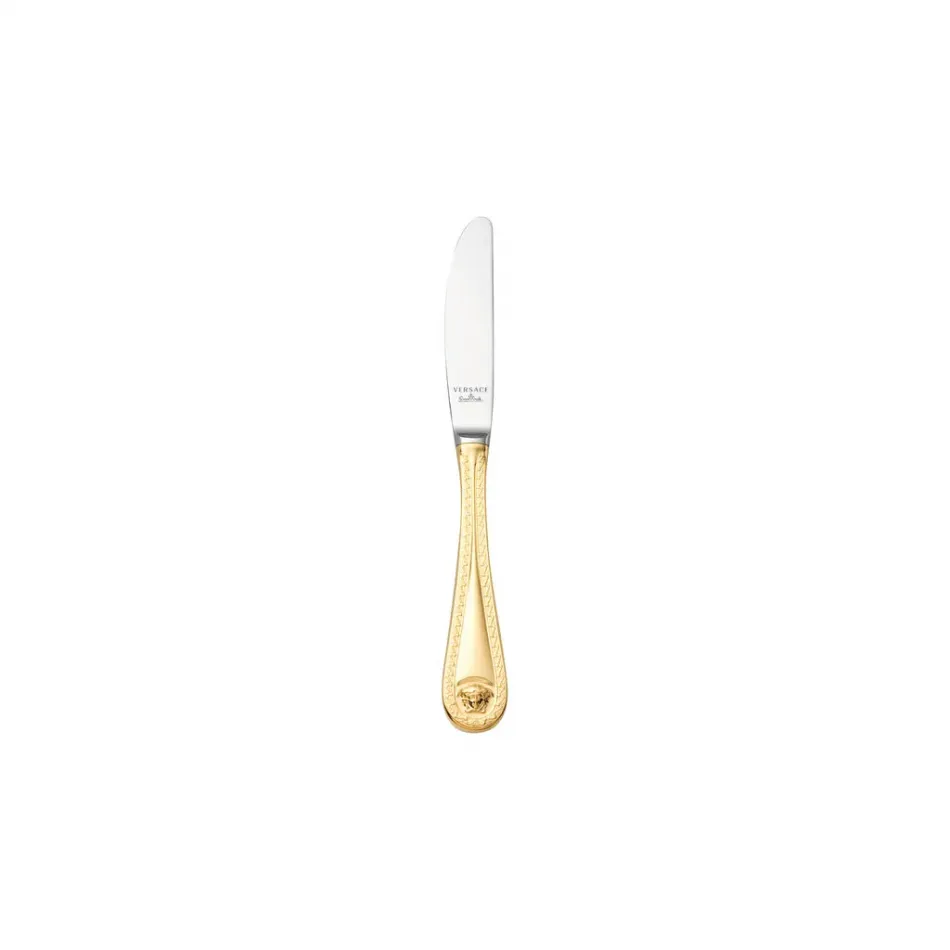 Medusa Gold Plated Dessert Knife 8 1/4 in