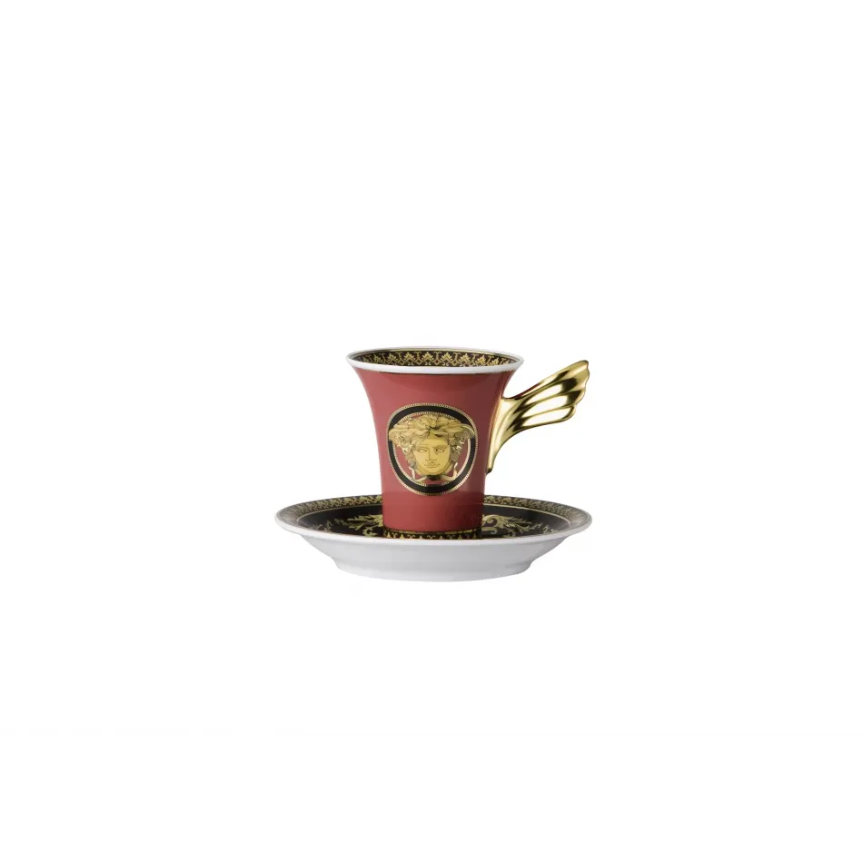Medusa Red After Dinner Cup & Saucer (Winged Handle) 5 in 3 oz (Special Order)