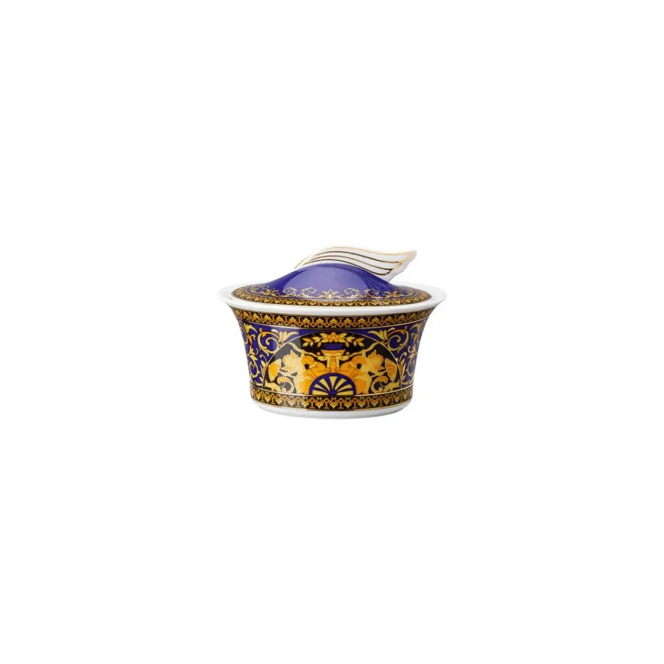 Medusa Blue Sugar Bowl Covered 7 oz