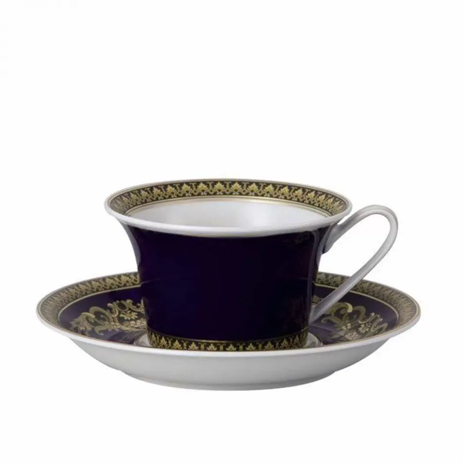 Medusa Blue Tea Cup & Saucer 6 1/4 in 7 oz