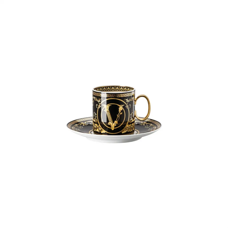 Virtus Gala Black Coffee Cup & Saucer 6 In 6 in