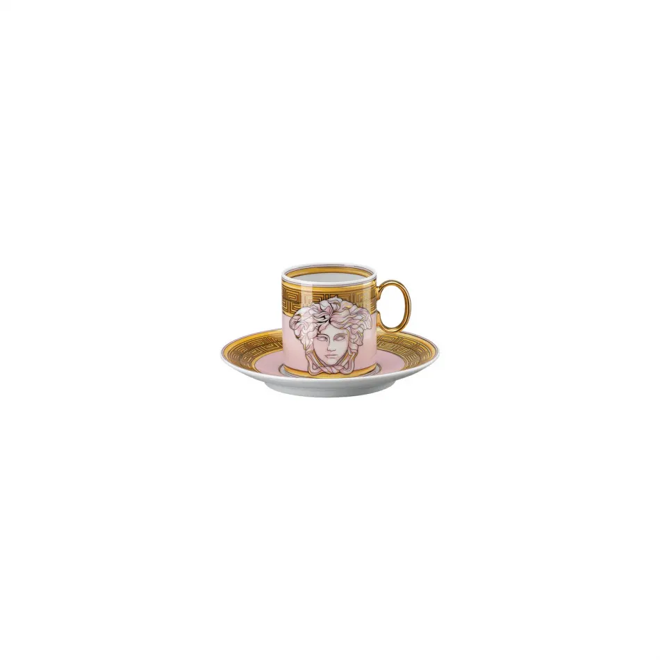 Medusa Amplified Pink Coin After Dinner Cup & Saucer 4 1/4 in