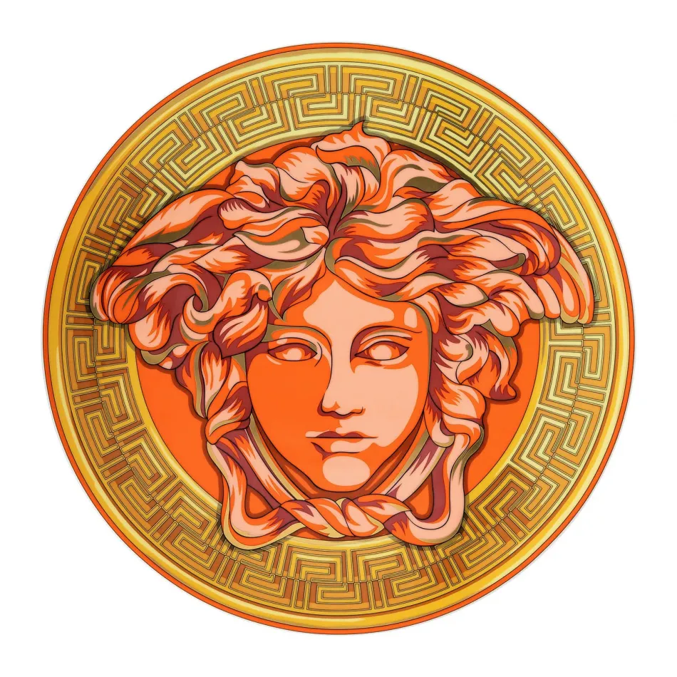 Medusa Amplified Orange Coin Service Plate 13 in