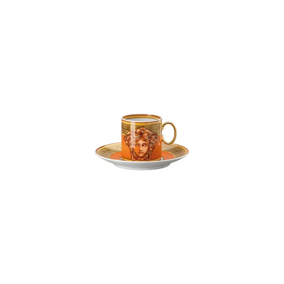 Medusa Amplified Orange Coin After Dinner Cup & Saucer 4 1/4 in