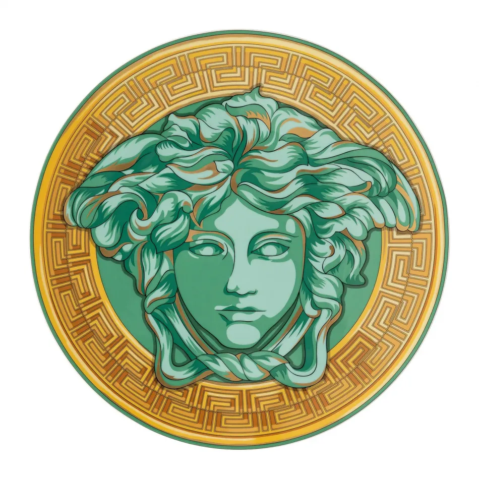 Medusa Amplified Green Coin Service Plate 13 in