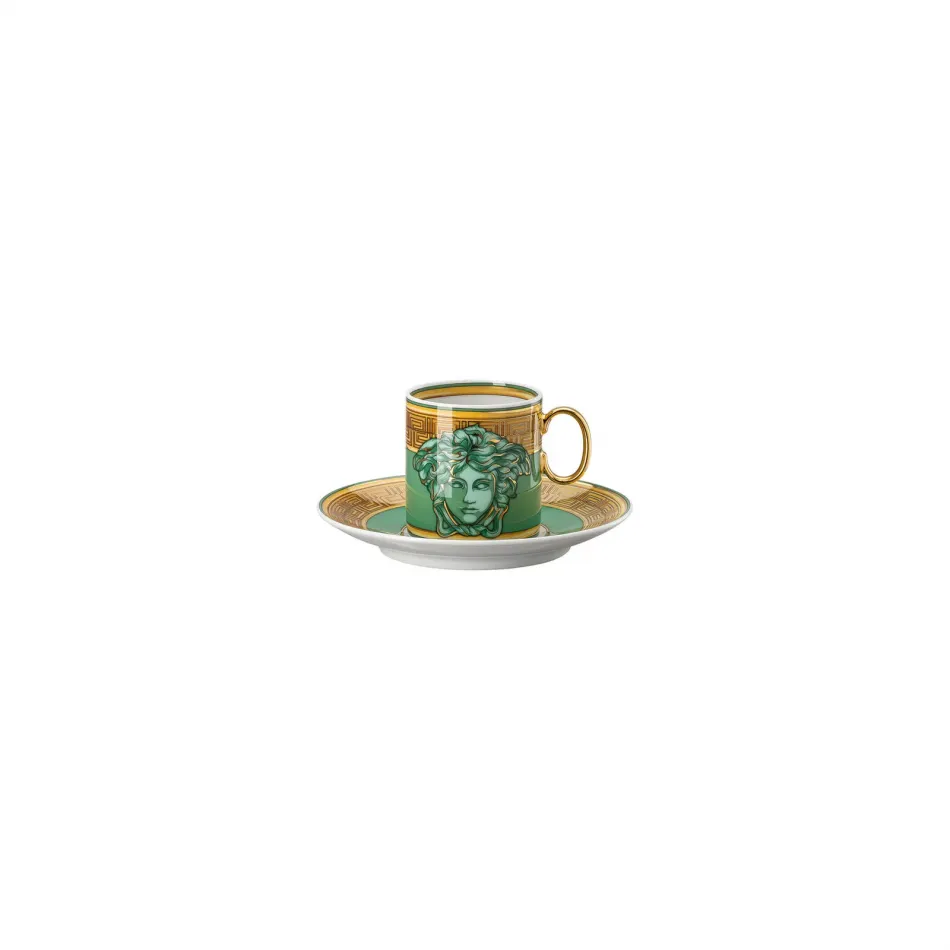 Medusa Amplified Green Coin After Dinner Cup & Saucer 4 1/4 in