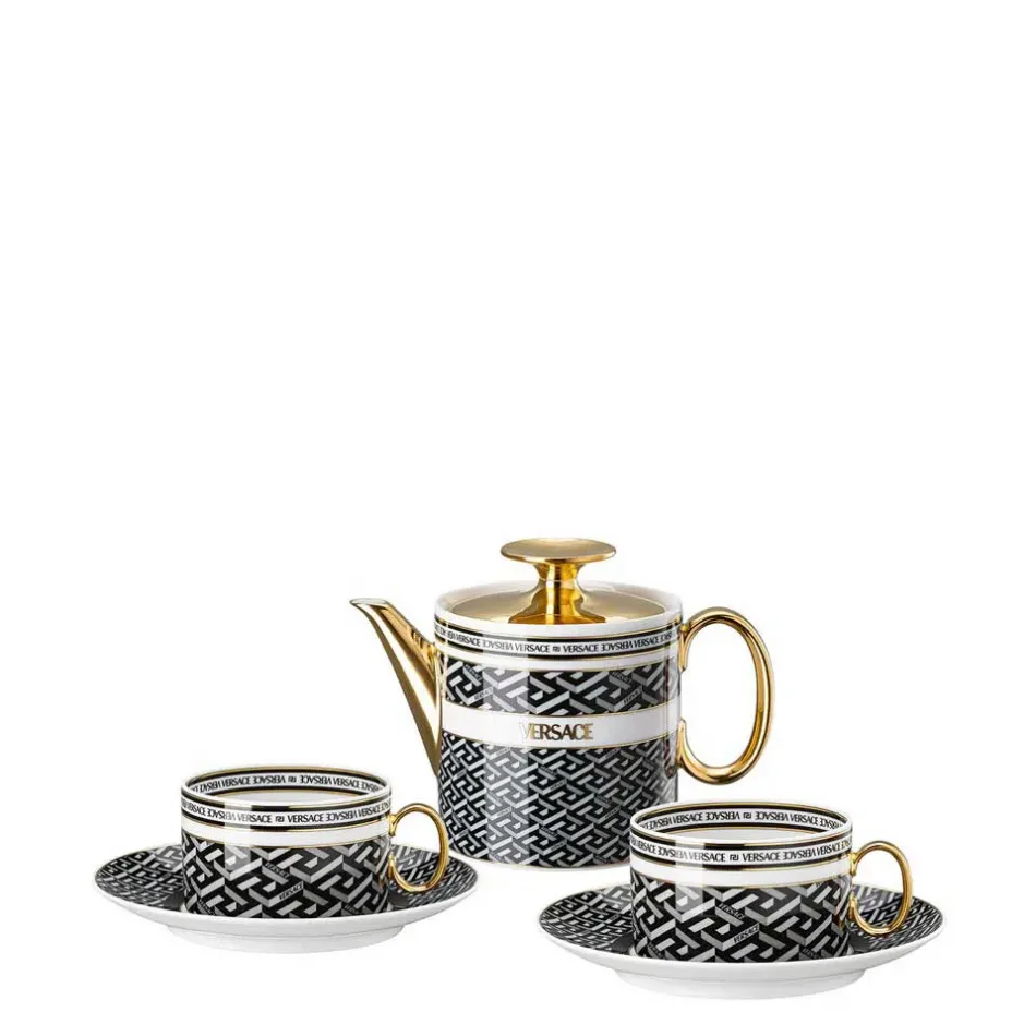 La Greca Signature Black Tea Set For Two (Incl. Tea Pot & 2 Tea Cups/Saucers) (Special Order)