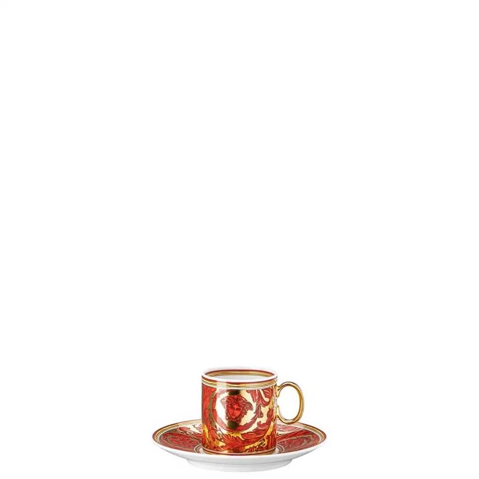 Medusa Garland Red After Dinner Cup & Saucer 4 1/4 in 3 oz