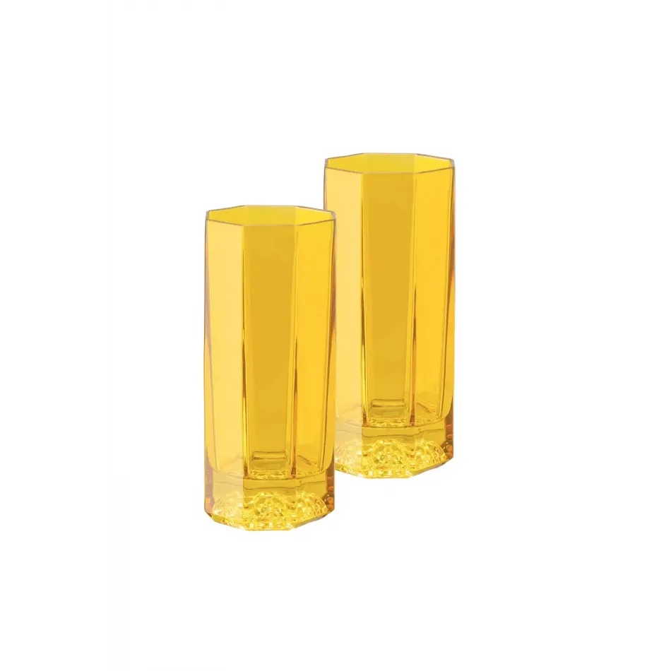 Medusa Lumiere Amber Long Drink Set Of Two 6 in 8 oz