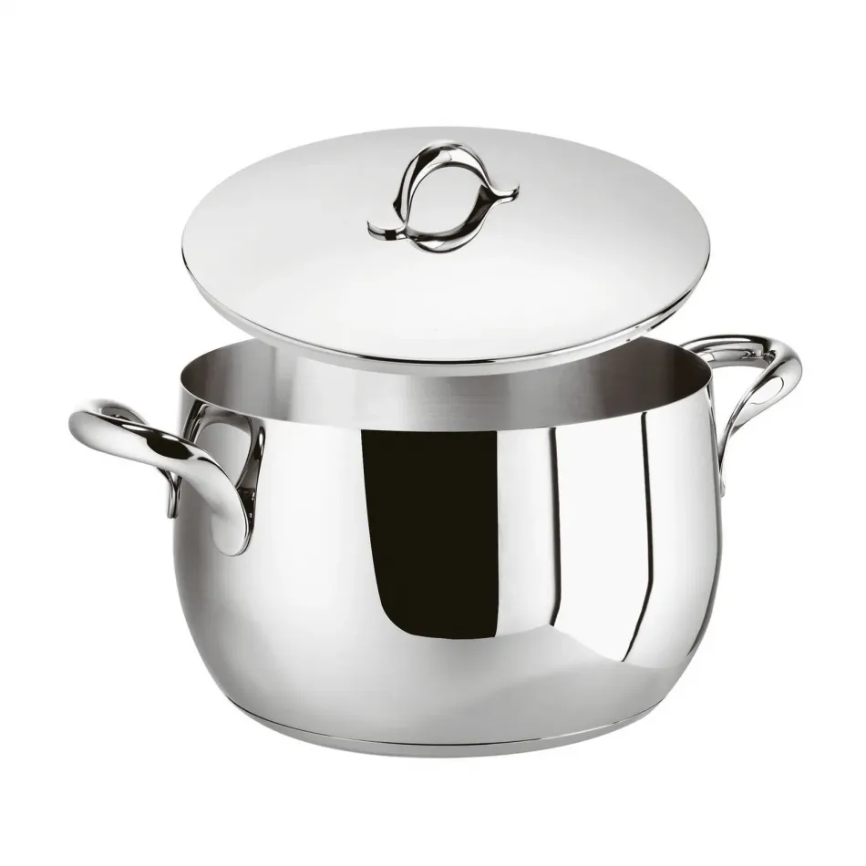 Kikka Mirror Steel Saucepot with Lid Round 24,0 cm h 15,0 cm 6,500 l