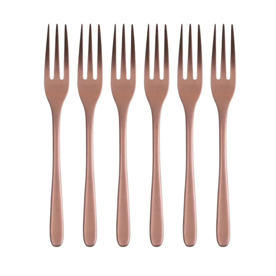 Cake & Coffee 6 Pcs Cake Forks, Taste Vintage Pvd Copper