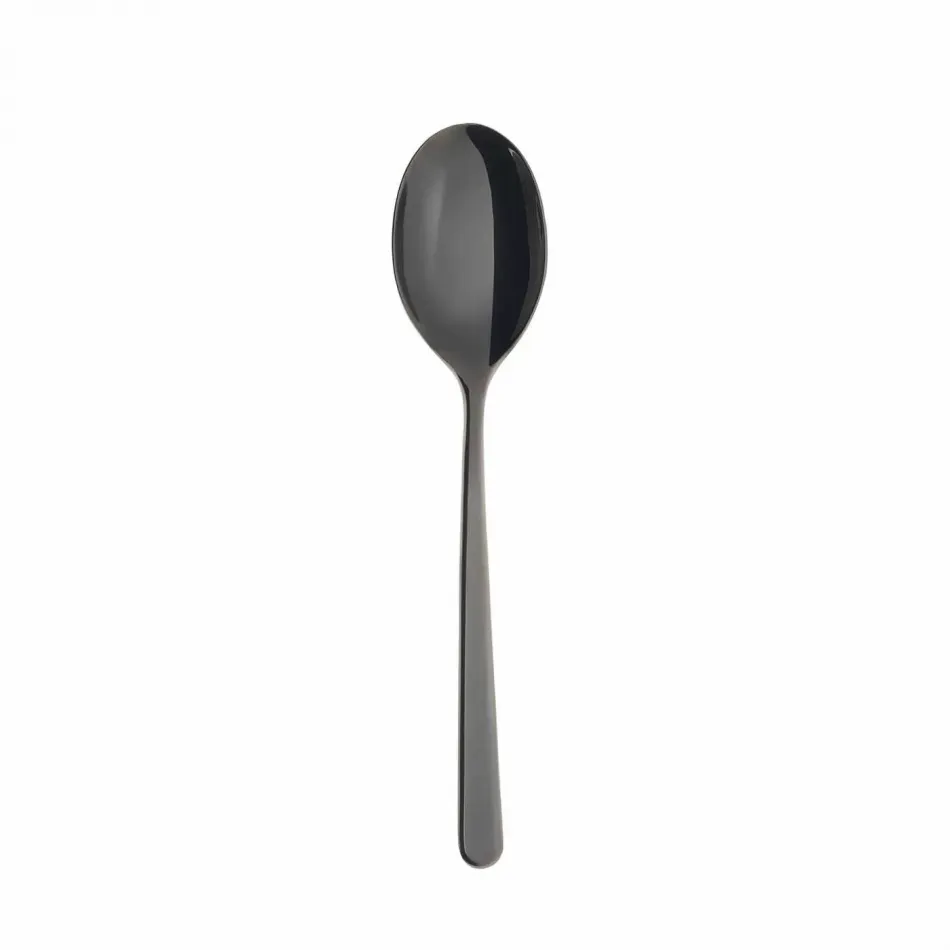 Linear Pvd Black Dessert Spoon 6 7/8 in 18/10 Stainless Steel Pvd Mirror