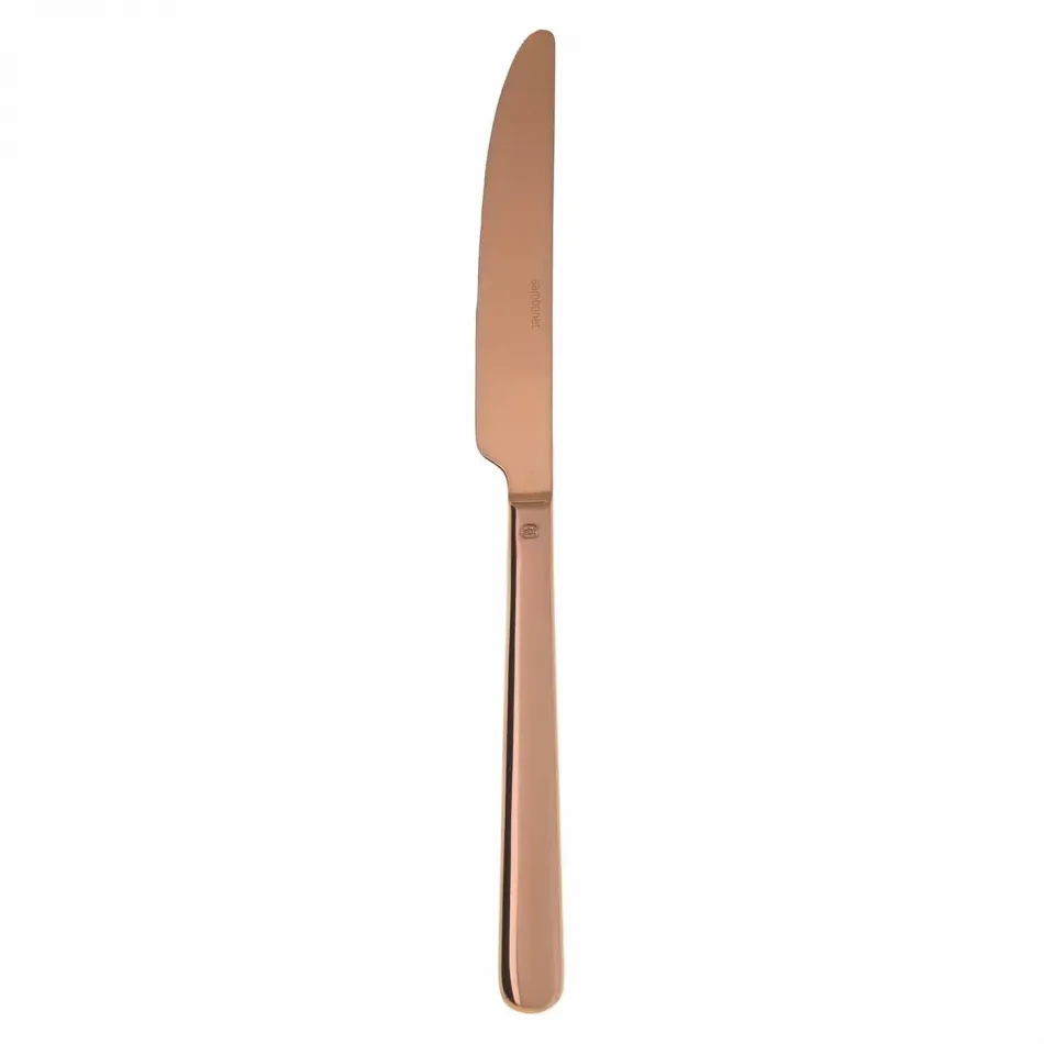 Linear Pvd Copper Dessert Knife Solid Handle 8 1/8 in 18/10 Stainless Steel Pvd Mirror