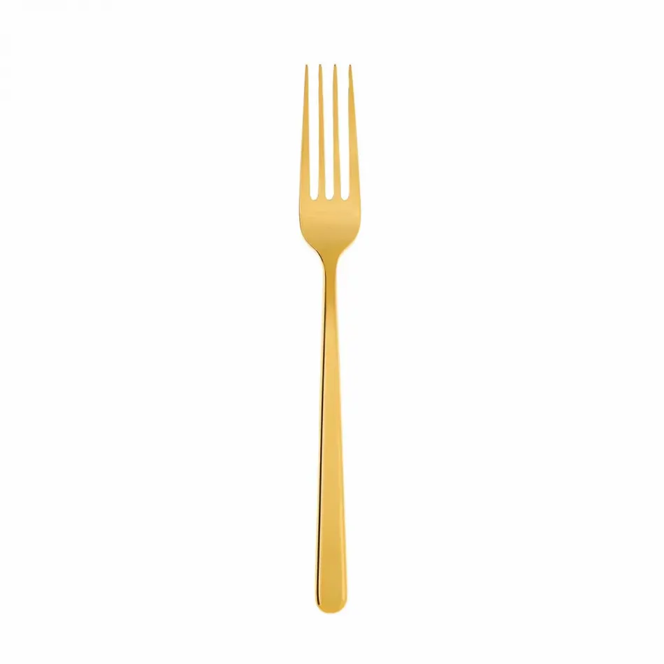 Linear Pvd Gold Table Fork 8 1/8 in 18/10 Stainless Steel Pvd Mirror