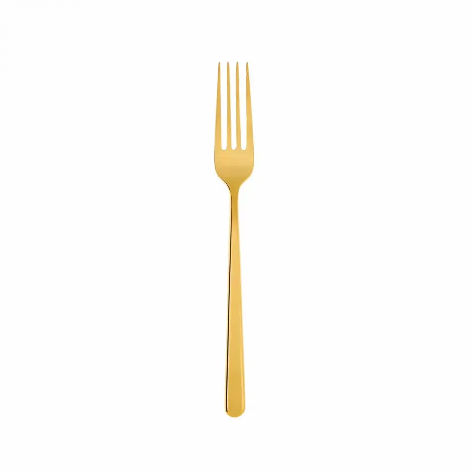 Linear Pvd Gold Dessert Fork 6 7/8 in 18/10 Stainless Steel Pvd Mirror