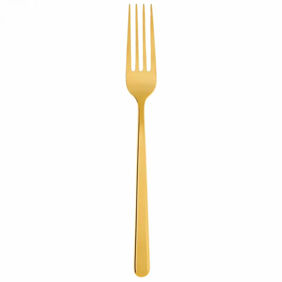 Linear Pvd Gold Serving Fork 9 1/4 in 18/10 Stainless Steel Pvd Mirror