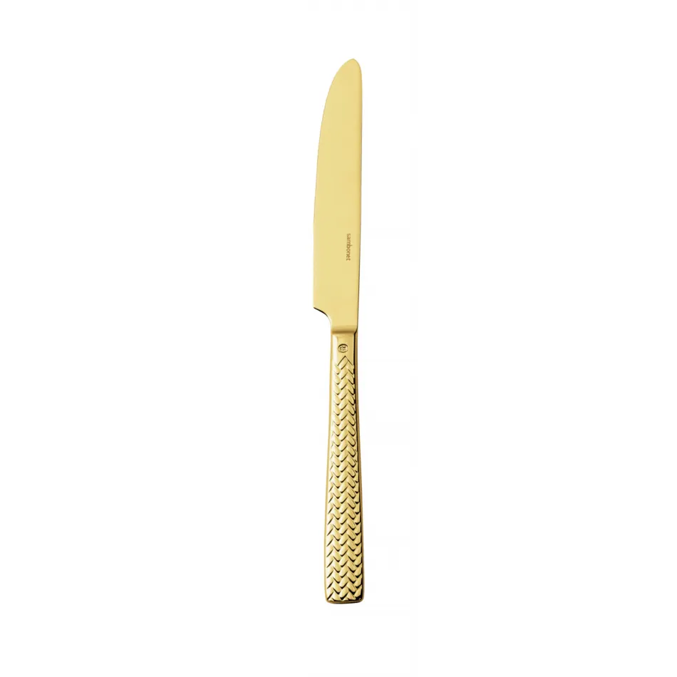 Cortina Gold Dessert Knife Solid Handle 8 1/4 In 18/10 Stainless Steel Pvd Mirror