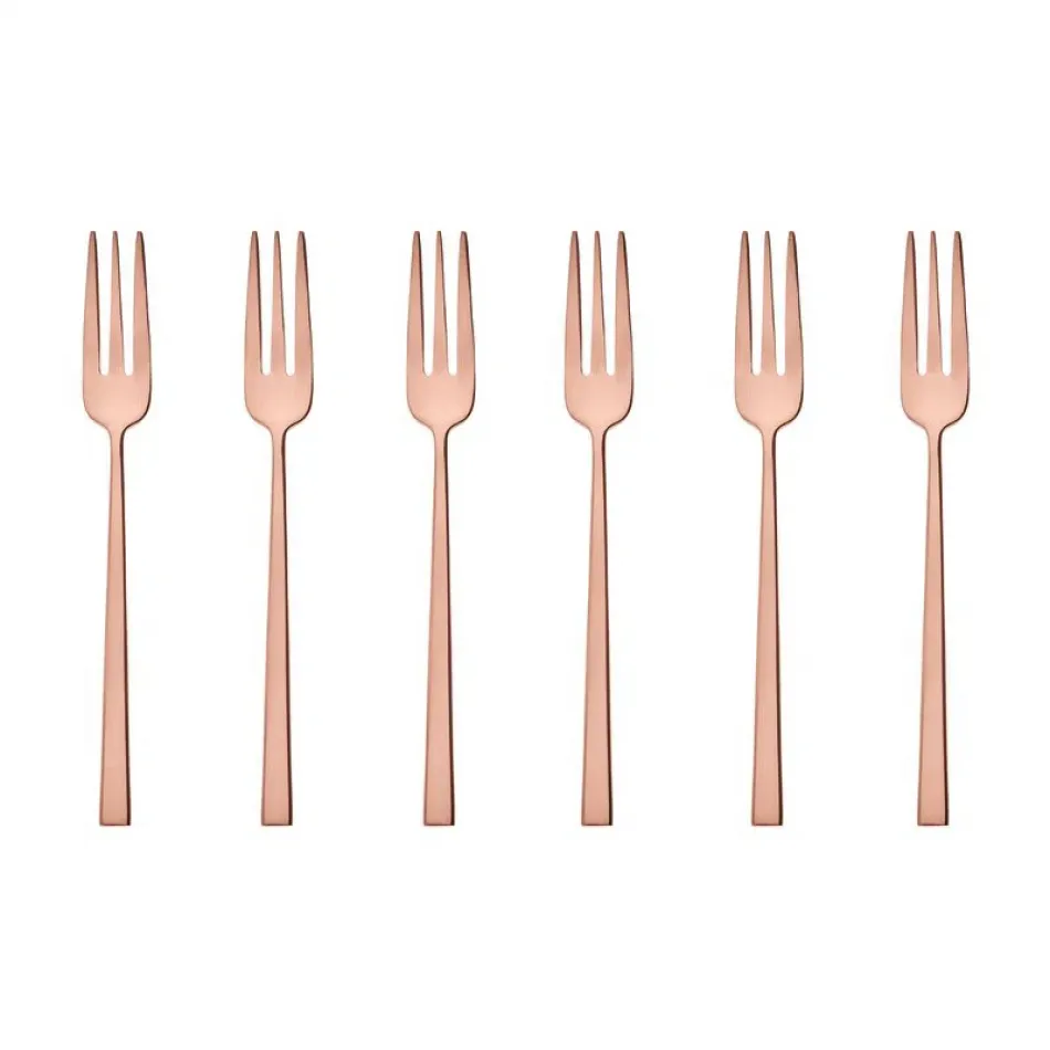 Cake & Coffee Gift Box, 6 Pastry Forks, Rock Pvd Copper