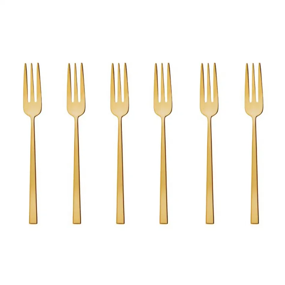 Cake & Coffee Gift Box, 6 Pastry Forks, Rock Pvd Gold