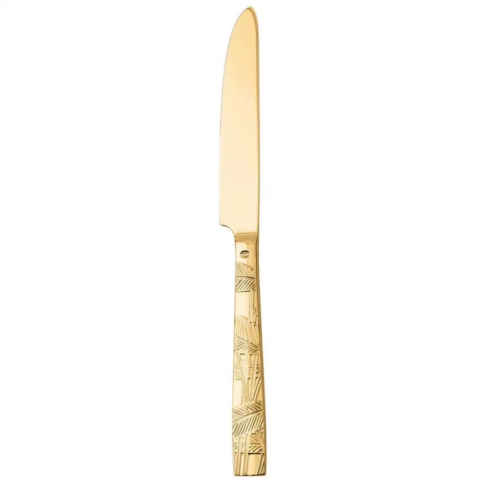 Jungle Pvd Gold Table Knife Solid Handle 9 1/4 In 18/10 Stainless Steel Pvd Gold