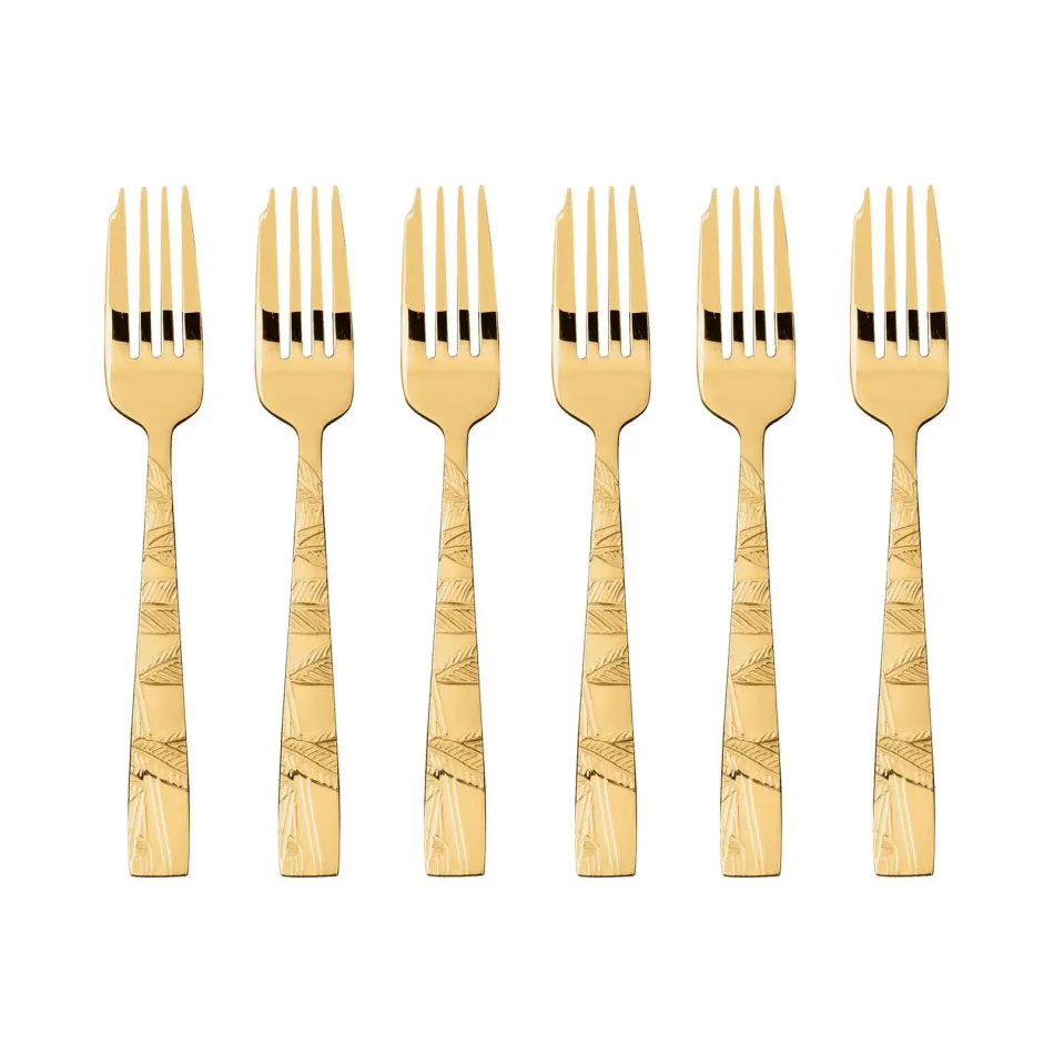 Jungle Mirror PVD Gold Cake Fork Set of 6